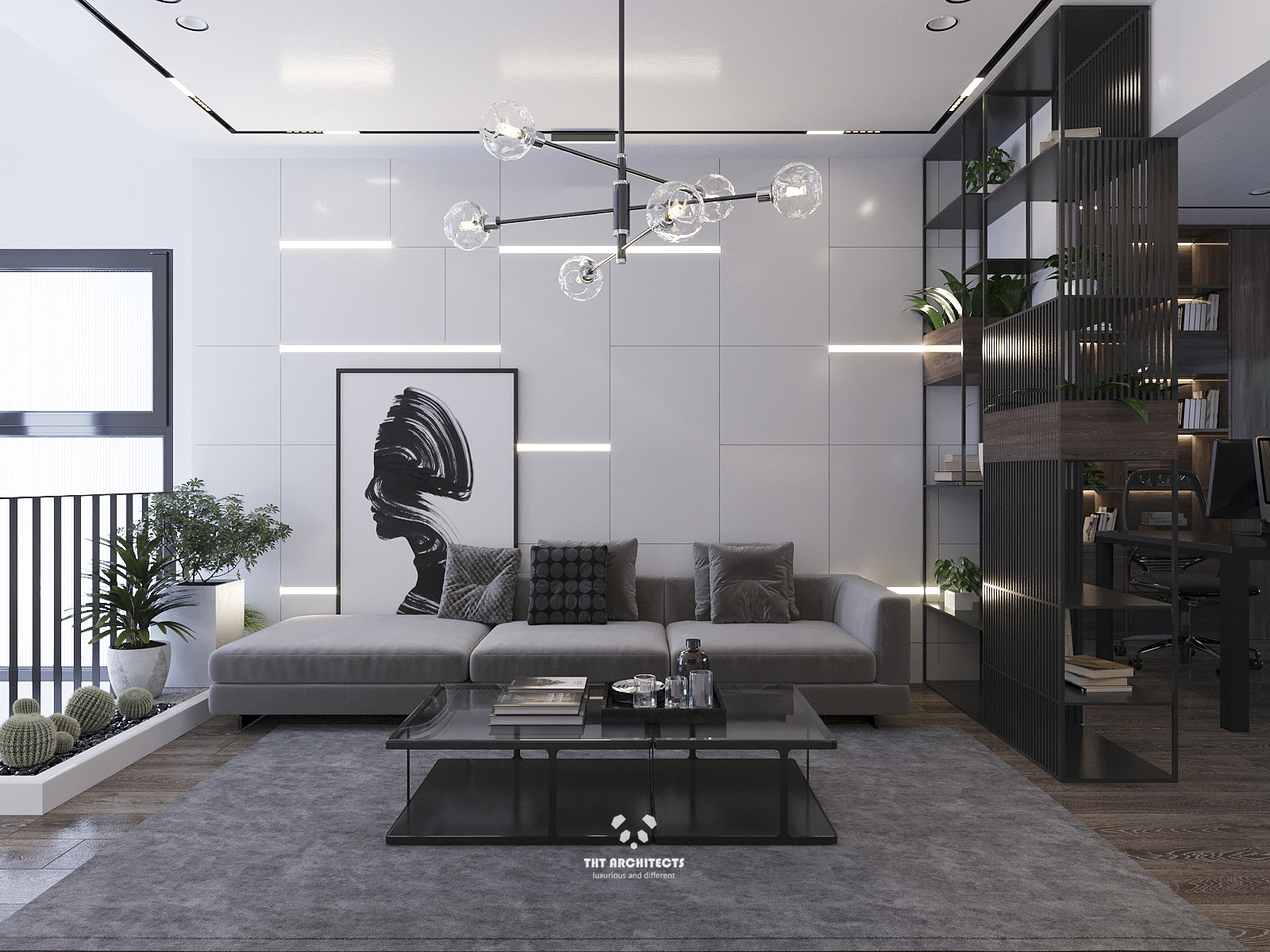 tht architects - Nhà Phố Thủ Đức - phòng khách V1